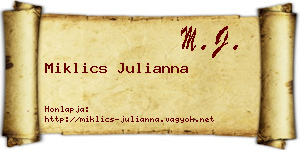 Miklics Julianna névjegykártya